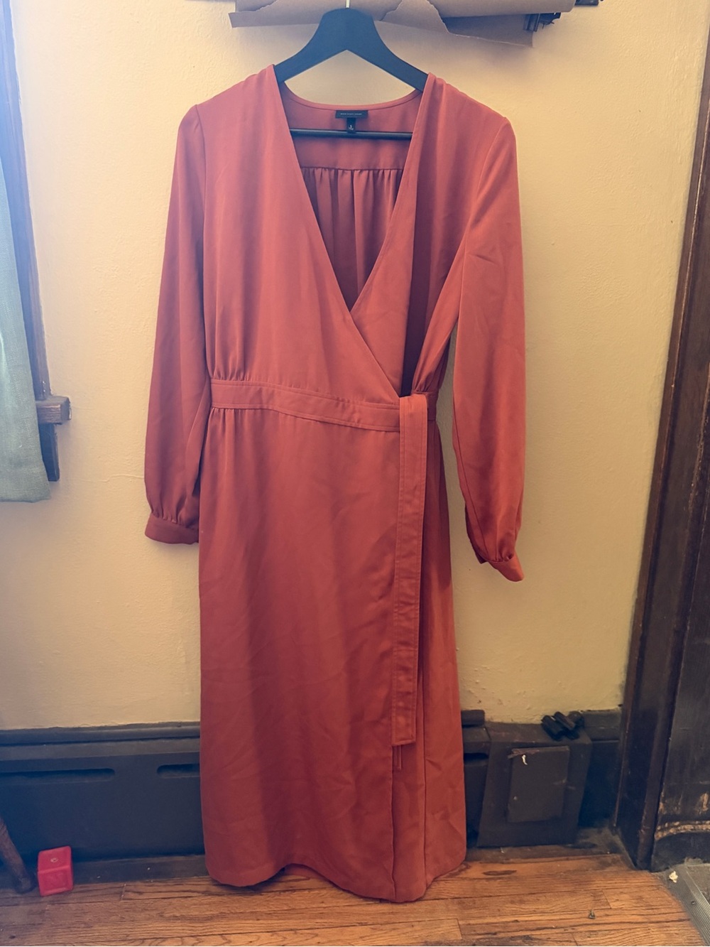Women's Rusty Orange Wrap Midi Dress